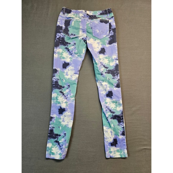 Y2K Mudd Tie Dye Skinny Jeans Purple Green Blue White Stretchy Size 3 - Picture 6 of 6